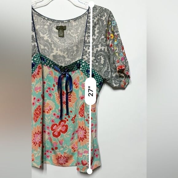 Anthropologie Fei Flores Peasant Silk Y2K Blouse 6 - Picture 6 of 10